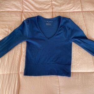 Blue Long Sleeve Cropped Top- Size S/M